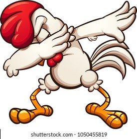 Dabbing cartoon chicken. Vector clip art illustration with simple gradients. All in a single layer. 