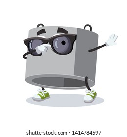 Dabbing cartoon concrete ring for well mascot on white background