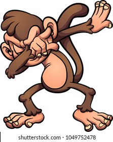 Dabbing cartoon monkey. Vector clip art illustration with simple gradients. All in a single layer. 
