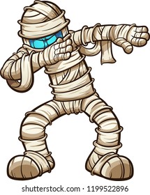 Dabbing cartoon mummy. Vector illustration with simple gradients. All in a single layer.
