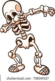 Dabbing cartoon skeleton . Vector clip art illustration with simple gradients. All in a single layer. 