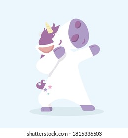 Dabbing cartoon Unicorn dancing sign vector