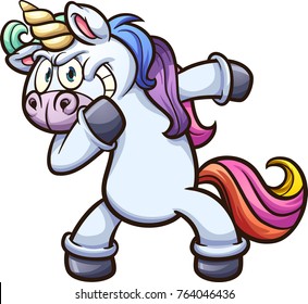 Dabbing cartoon unicorn. Vector clip art illustration with simple gradients. All in a single layer. 
 svg