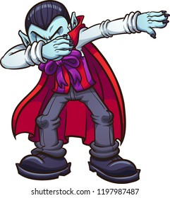 Dabbing cartoon vampire. Vector clip art illustration with simple gradients. All in a single layer.
