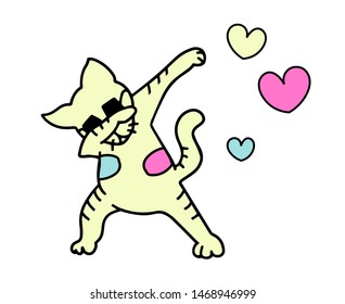 Dabbing Cat. Vector Design. Cat of dab style. Dab dance