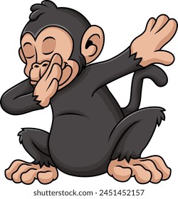 Dabbing chimpanzee character vector illustration