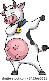 Dabbing cow character vector illustration