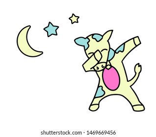 Dabbing Cow. Vector Design. dab dance