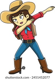 Dabbing cowgirl character vector illustration