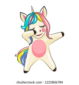 dabbing CUTE unicorn on WHITE background