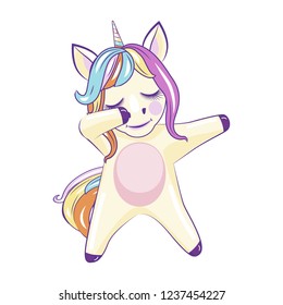 dabbing CUTE unicorn on WHITE background