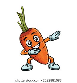 
Dabbing dance carrot character design.