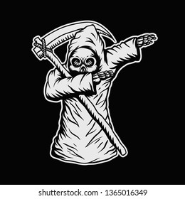 dabbing death skull vector illustration