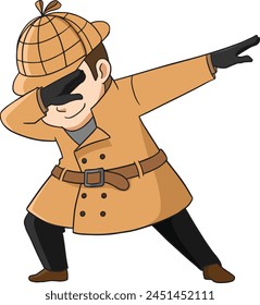 Dabbing detective character vector illustration