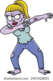 Dabbing female zombie vector illustration