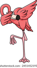 Dabbing flamingo character vector illustration