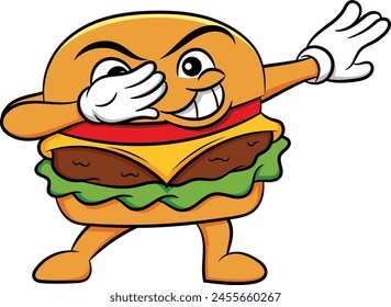 Dabbing hamburger sandwich vector illustration