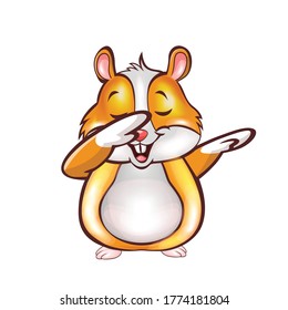 Dabbing Hamster.Cute Concept.Vector Illustration.T-Shirt Design,Sicker.