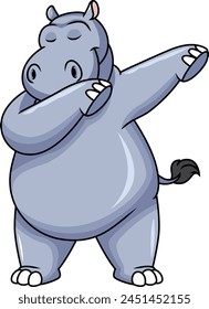 Dabbing hippo character vector illustration