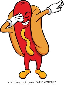 Dabbing hot dog sandwich vector illustration