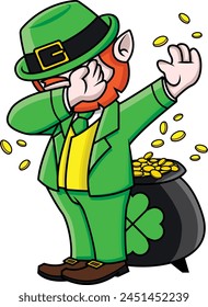 Dabbing leprechaun character vector illustration