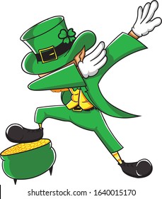 Dabbing Leprechaun. Dabbing shamrock St. Patrick's day celebration.