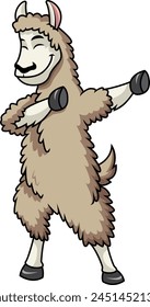 Dabbing llama character vector illustration