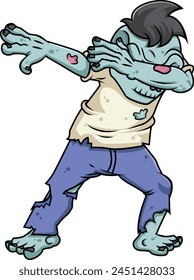 Dabbing male zombie vector illustration