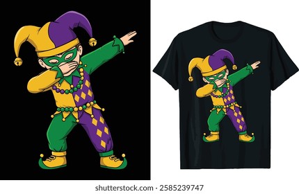 Dabbing Mardi Gras Jester T-Shirt Design