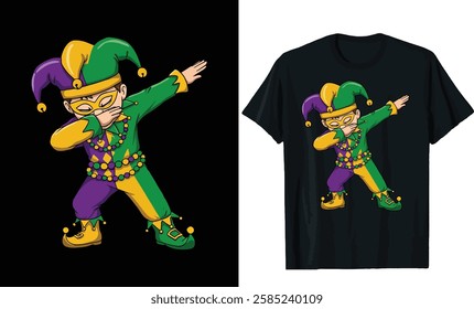 Dabbing Mardi Gras Jester T-Shirt Design