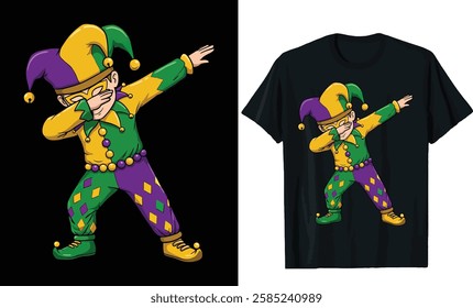 Dabbing Mardi Gras Jester T-Shirt Design