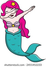 Dabbing mermaid character vector illustration