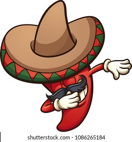 Dabbing Mexican red chili pepper. Vector clip art illustration with simple gradients. All in a single layer. 
