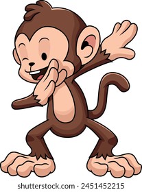 Dabbing monkey character vector illustration