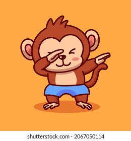 Dabbing monkey vector cartoon illustration