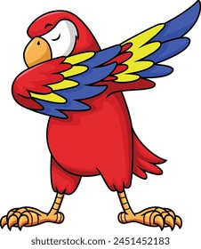 Dabbing parrot character vector illustration