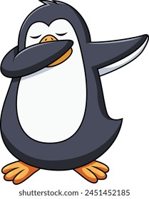 Dabbing penguin character vector illustration