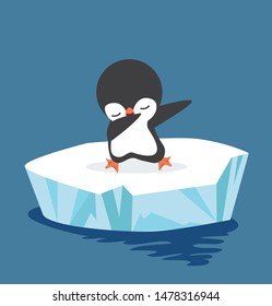 Dabbing Penguin on ice floe