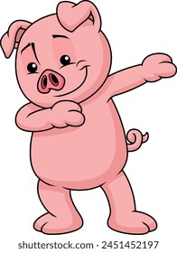 Dabbing pig character vector illustration