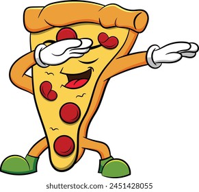 Dabbing pizza slice vector illustration