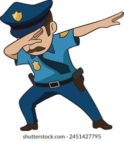 Dabbing police officer with moustache vector illustration