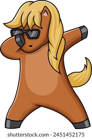 Dabbing pony character vector illustration