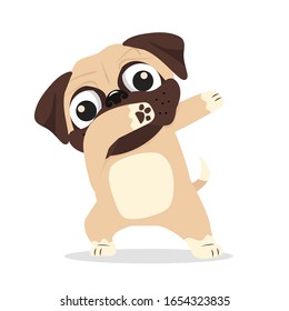 Dabbing pug cool cartoon vector