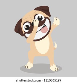 Dabbing pug smile face vector