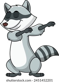 Dabbing raccoon character vector illustration