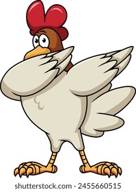 Dabbing rooster character vector illustration