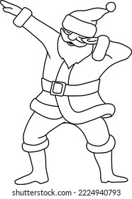 Dabbing Santa Claus Vector Illustration, Isolated Line Art