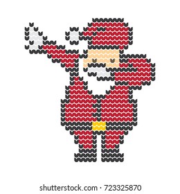 Dabbing Santa Vector Pixel Art Christmas Sweater Knitted Design