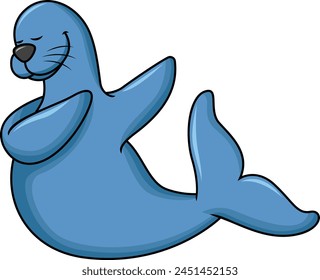 Dabbing seal character vector illustration