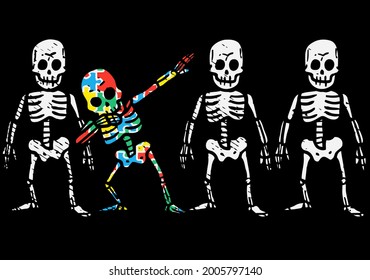 Dabbing Skeleton Not A Disability Autism Awareness vector design